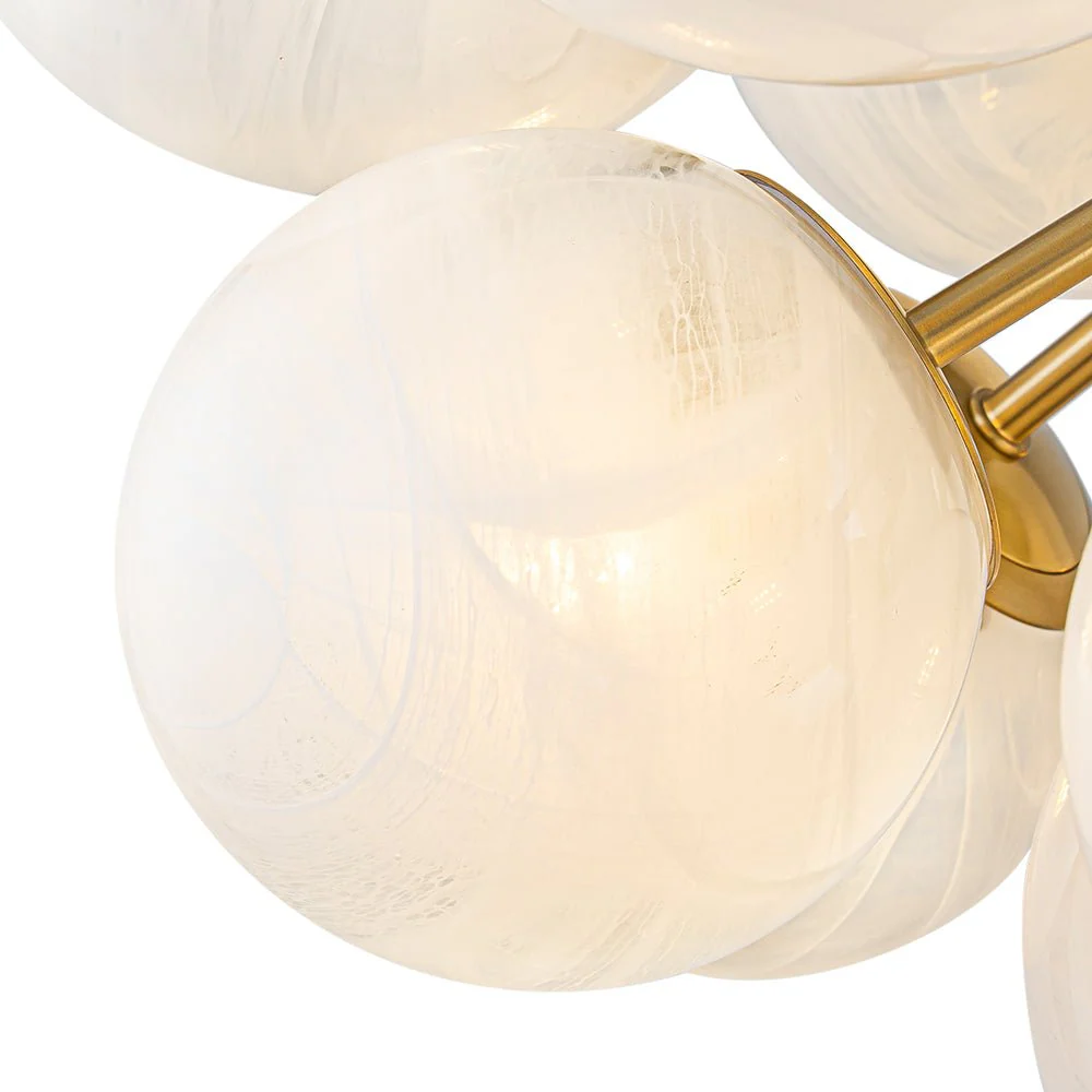 Bloom Tiered Opal Swirl Glass Bubble Semi Flush Chandelier - Image 16