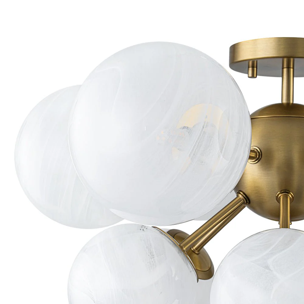 Bloom Tiered Opal Swirl Glass Bubble Semi Flush Chandelier - Image 17