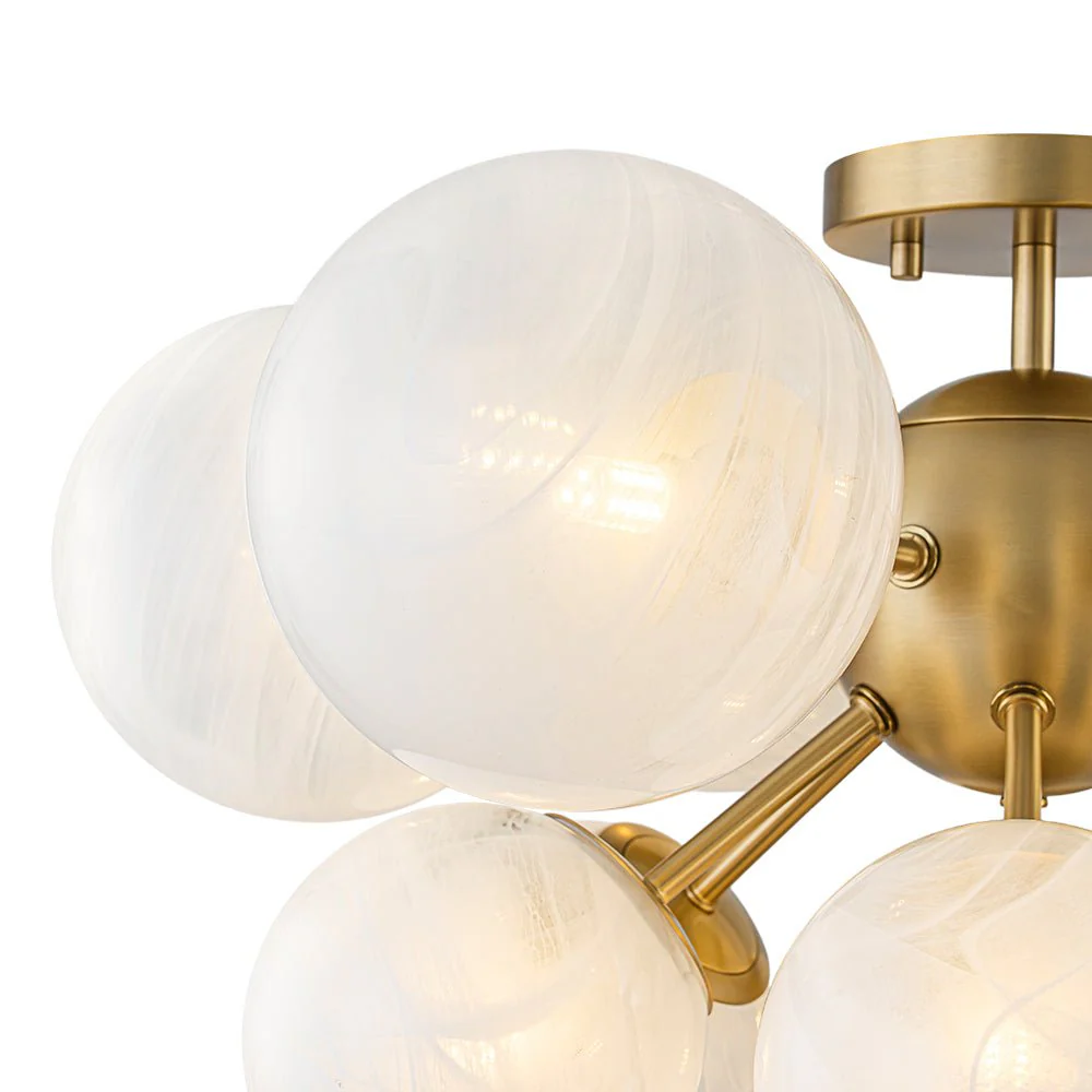 Bloom Tiered Opal Swirl Glass Bubble Semi Flush Chandelier - Image 18