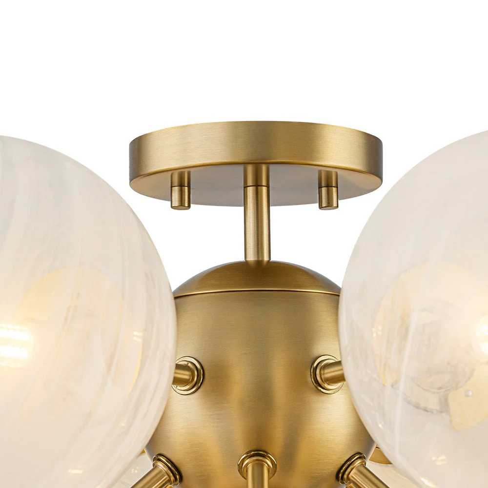 Bloom Tiered Opal Swirl Glass Bubble Semi Flush Chandelier - Image 19