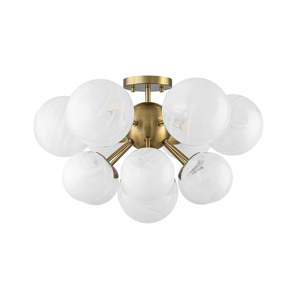 Bloom Tiered Opal Swirl Glass Bubble Semi Flush Chandelier - Image 4