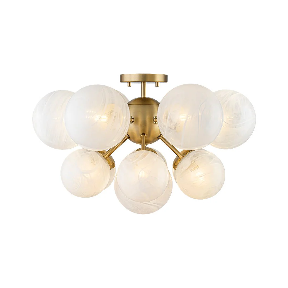 Bloom Tiered Opal Swirl Glass Bubble Semi Flush Chandelier - Image 5