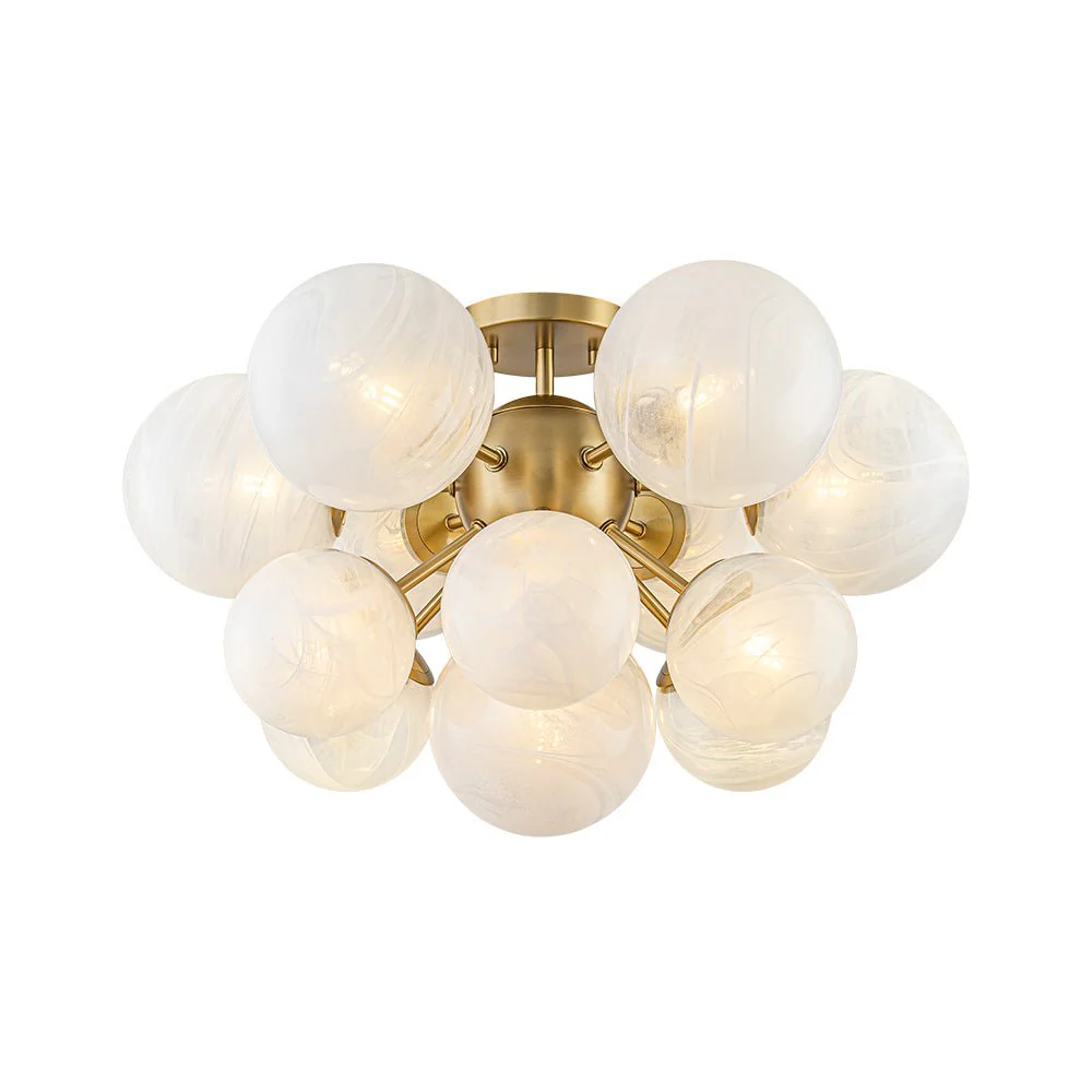 Bloom Tiered Opal Swirl Glass Bubble Semi Flush Chandelier - Image 6