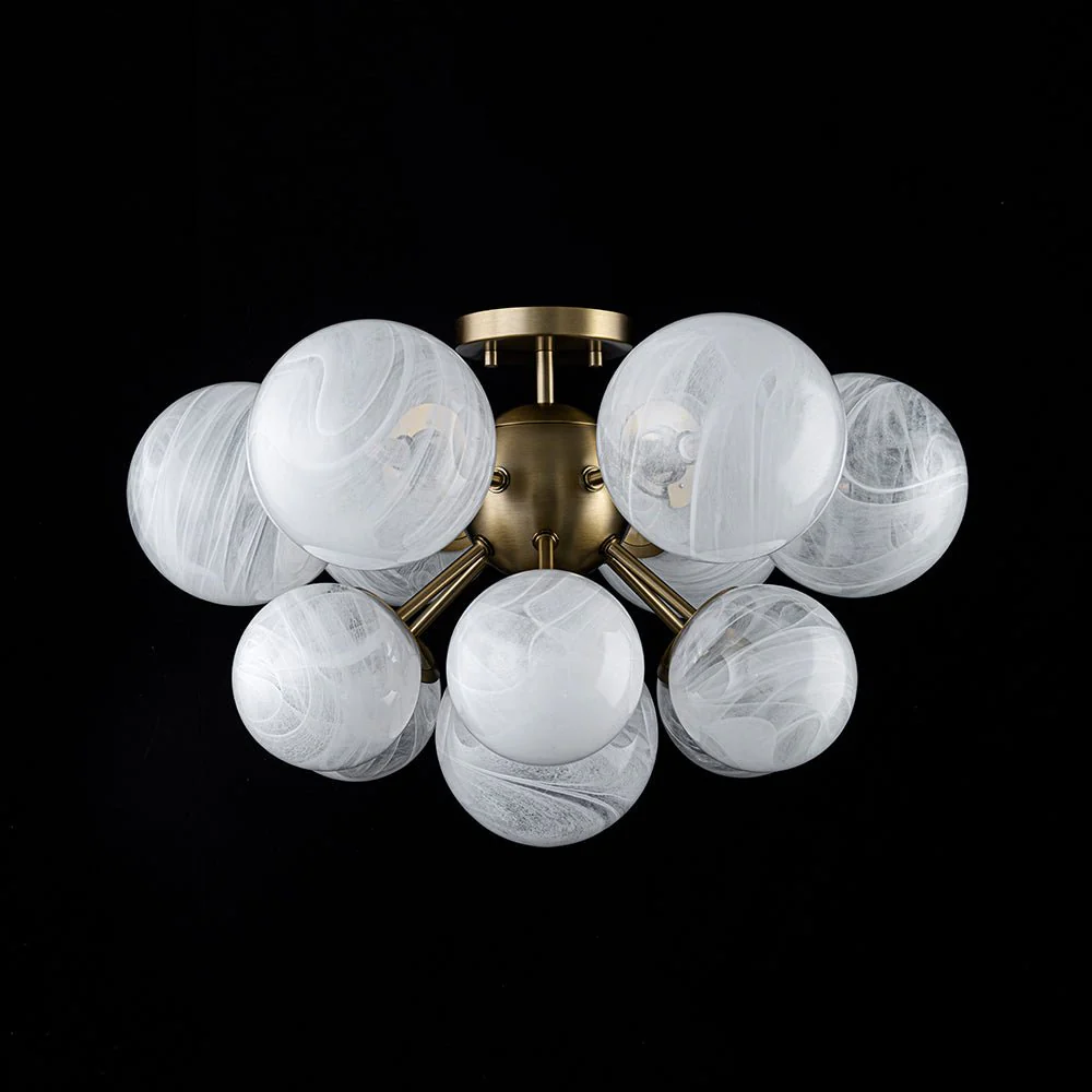 Bloom Tiered Opal Swirl Glass Bubble Semi Flush Chandelier - Image 7