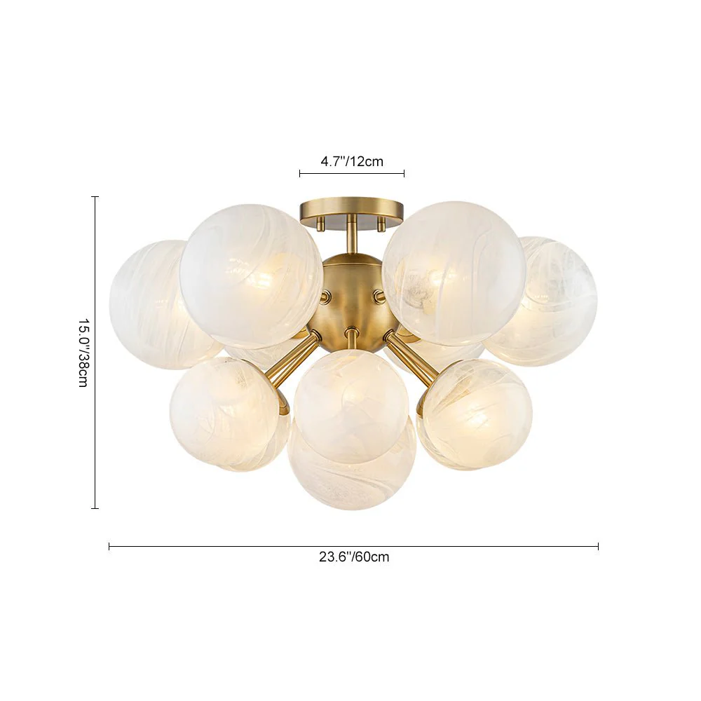 Bloom Tiered Opal Swirl Glass Bubble Semi Flush Chandelier - Image 9