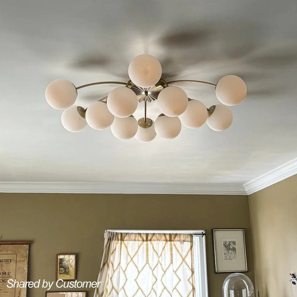 Blossom 12-Light Opal Glass Bubble Semi Flush Chandelier - Image 13