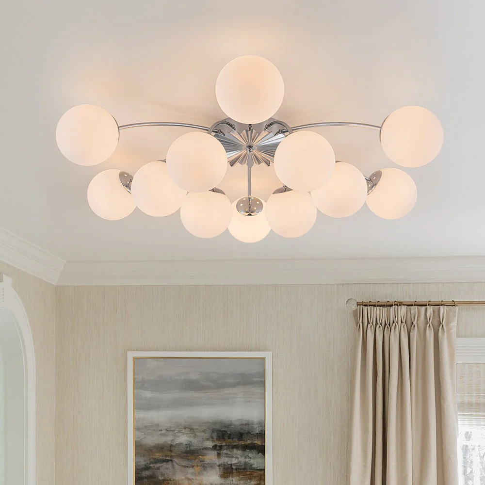 Blossom 12-Light Opal Glass Bubble Semi Flush Chandelier - Image 15