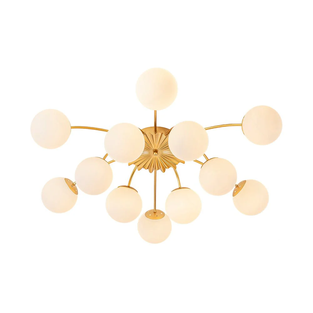 Blossom 12-Light Opal Glass Bubble Semi Flush Chandelier - Image 33