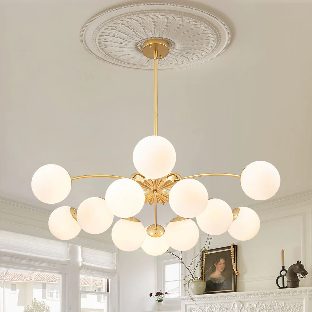 Blossom 12-Light Opal Glass Bubble Semi Flush Chandelier - Image 4