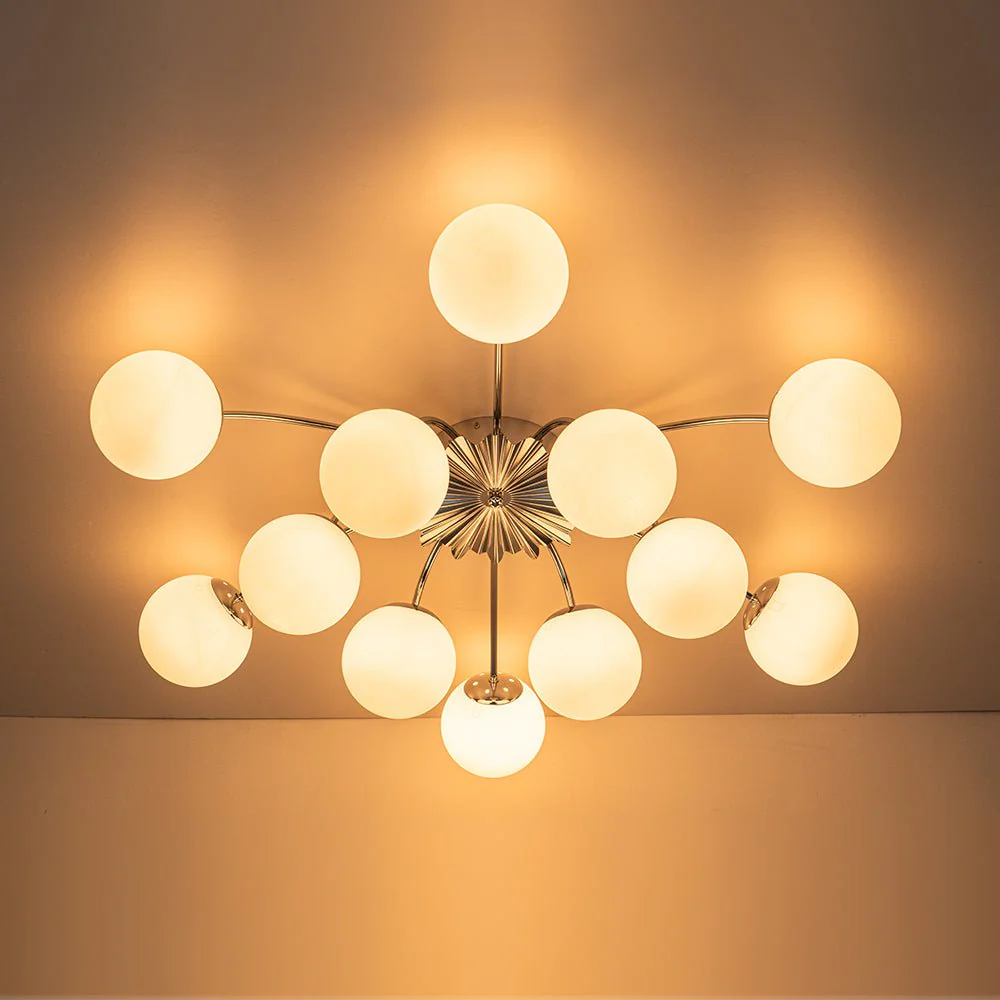 Blossom 12-Light Opal Glass Bubble Semi Flush Chandelier - Image 45