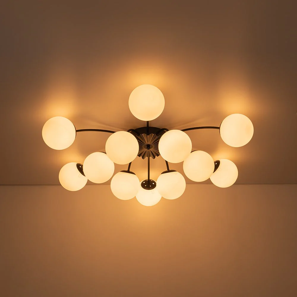 Blossom 12-Light Opal Glass Bubble Semi Flush Chandelier - Image 50