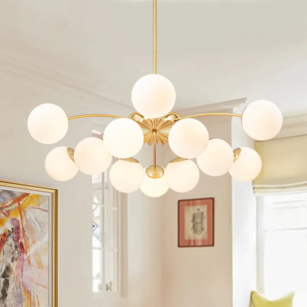 Blossom 12-Light Opal Glass Bubble Semi Flush Chandelier - Image 7