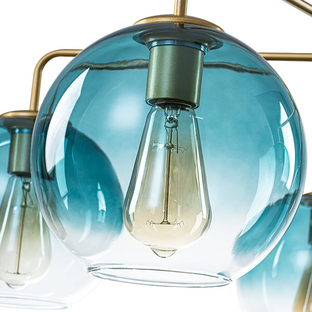 Blue Glass Globe Bubble Sputnik 5-light Round Chandelier - Image 11
