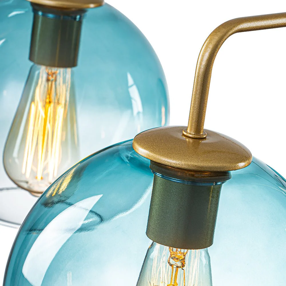 Blue Glass Globe Bubble Sputnik 5-light Round Chandelier - Image 12