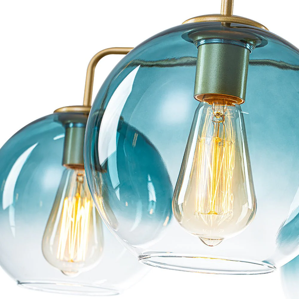 Blue Glass Globe Bubble Sputnik 5-light Round Chandelier - Image 13