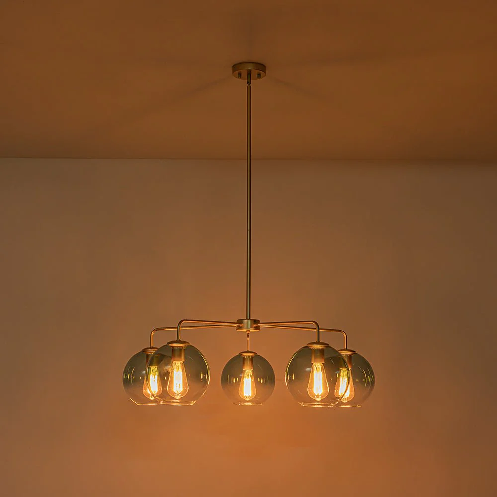 Blue Glass Globe Bubble Sputnik 5-light Round Chandelier - Image 17