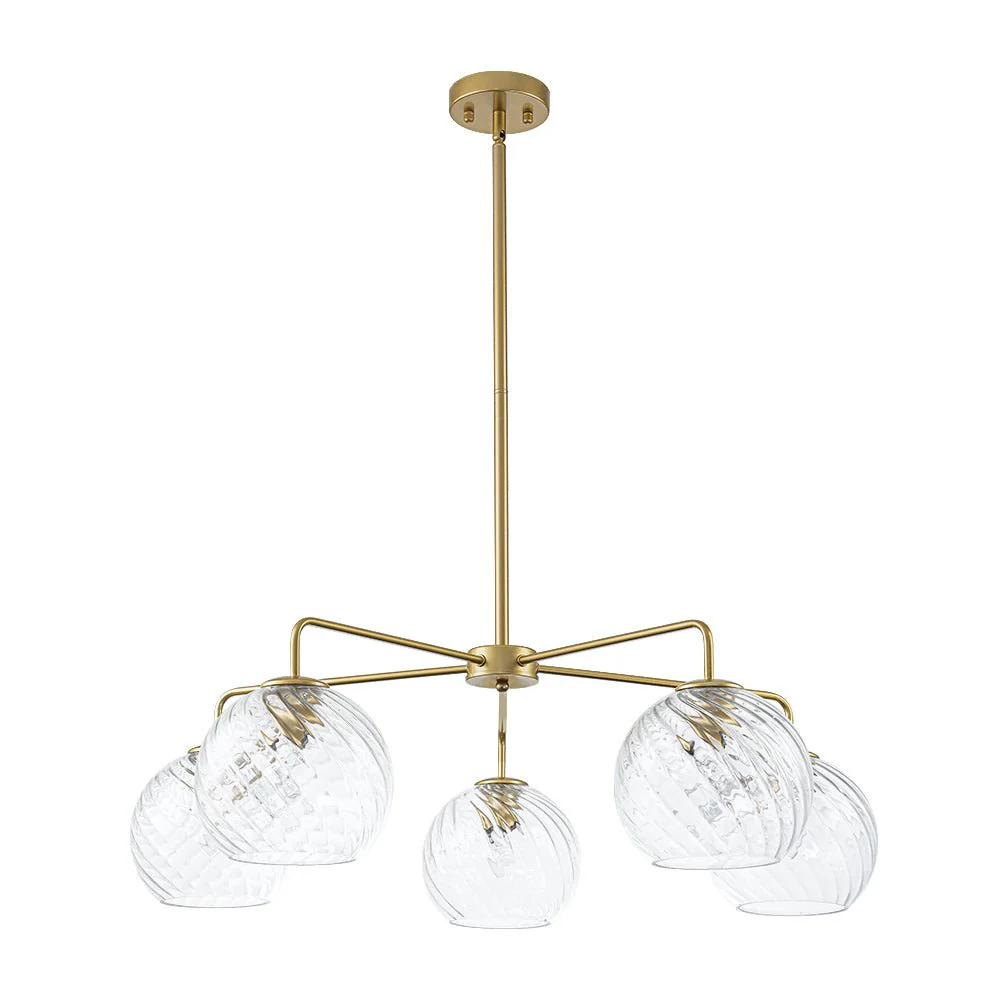Blue Ribbed Glass Globe 5-light Round Sputnik Chandelier - Image 13