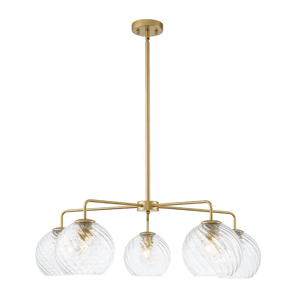 Blue Ribbed Glass Globe 5-light Round Sputnik Chandelier - Image 14