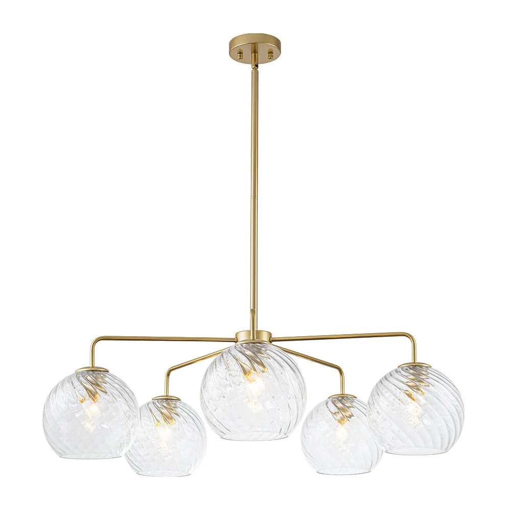 Blue Ribbed Glass Globe 5-light Round Sputnik Chandelier - Image 15
