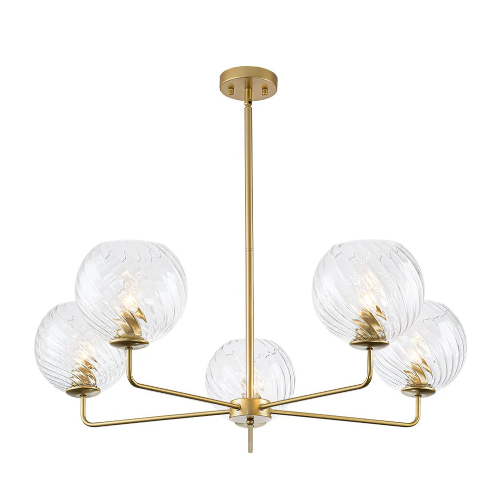 Blue Ribbed Glass Globe 5-light Round Sputnik Chandelier - Image 16