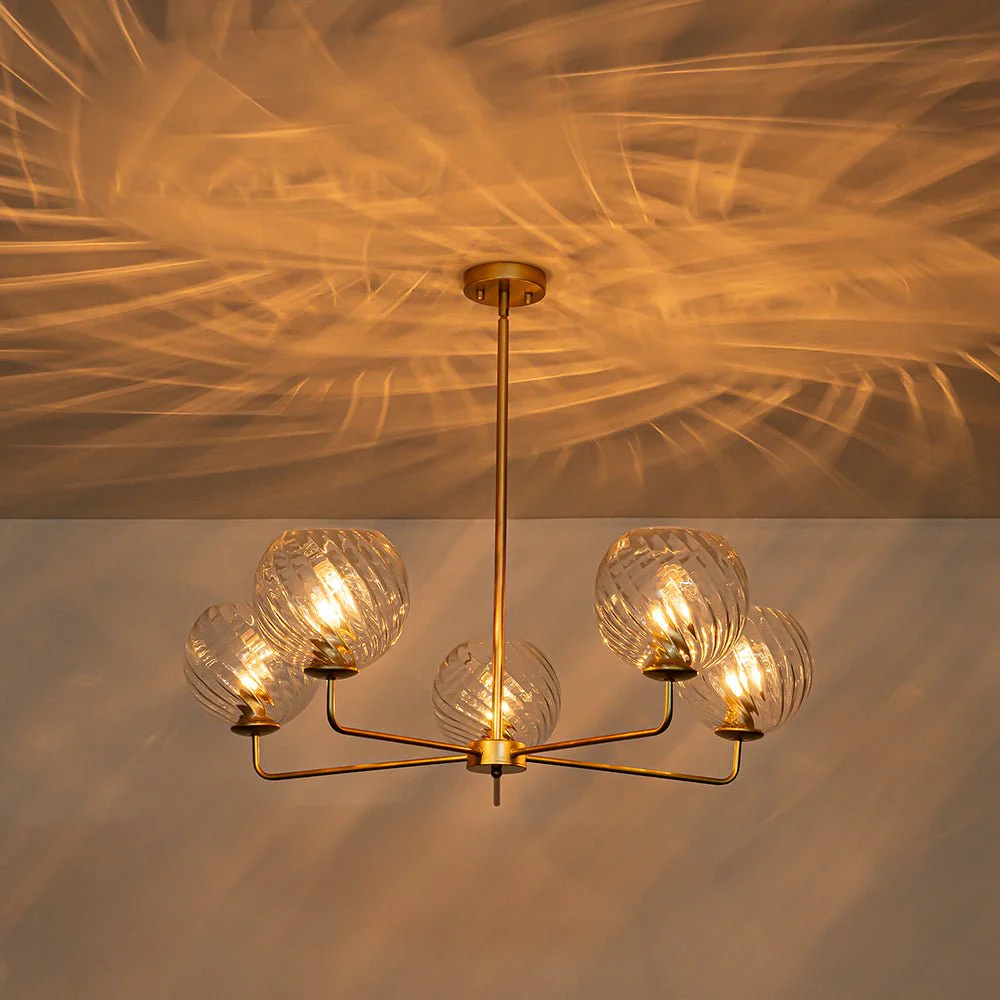 Blue Ribbed Glass Globe 5-light Round Sputnik Chandelier - Image 17