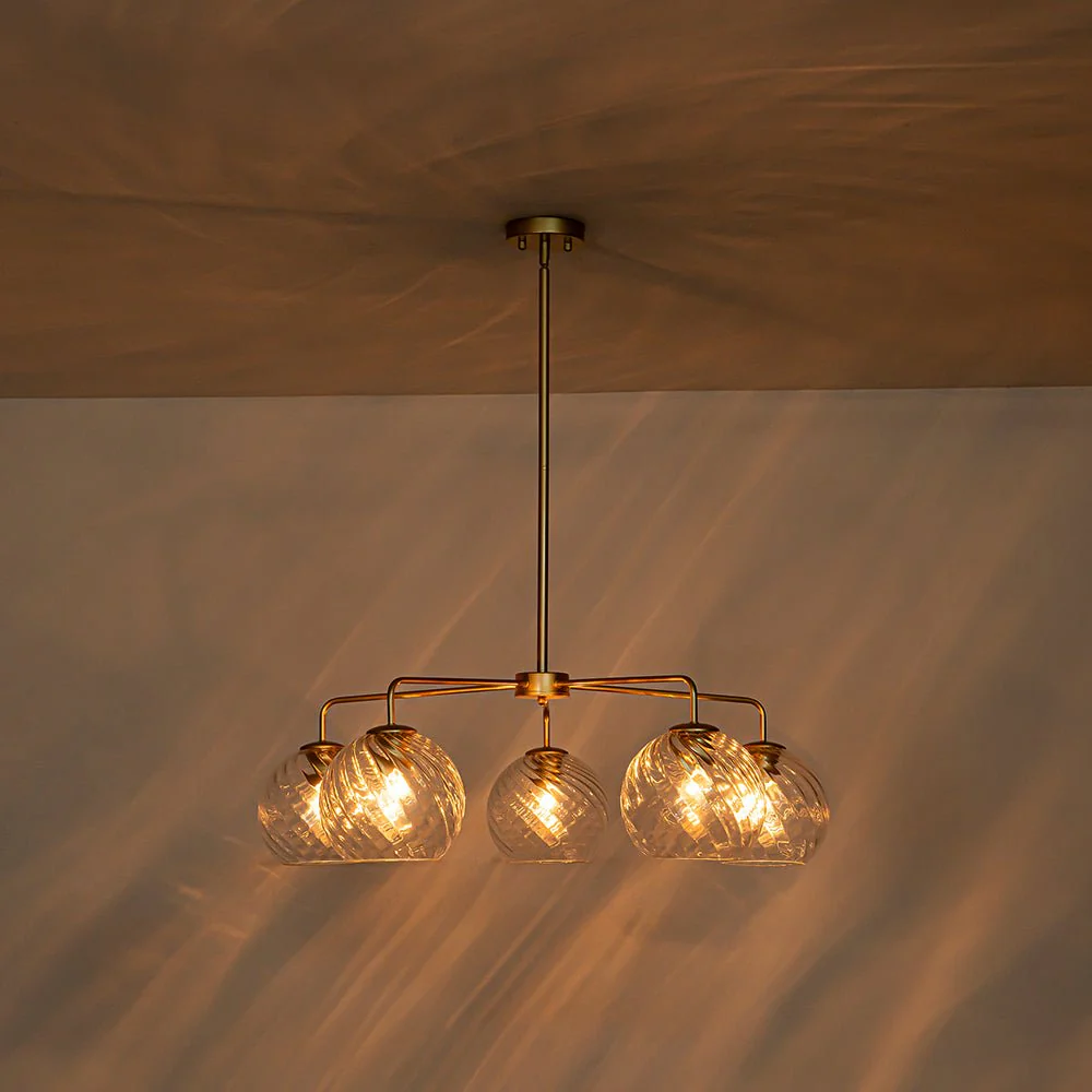Blue Ribbed Glass Globe 5-light Round Sputnik Chandelier - Image 19