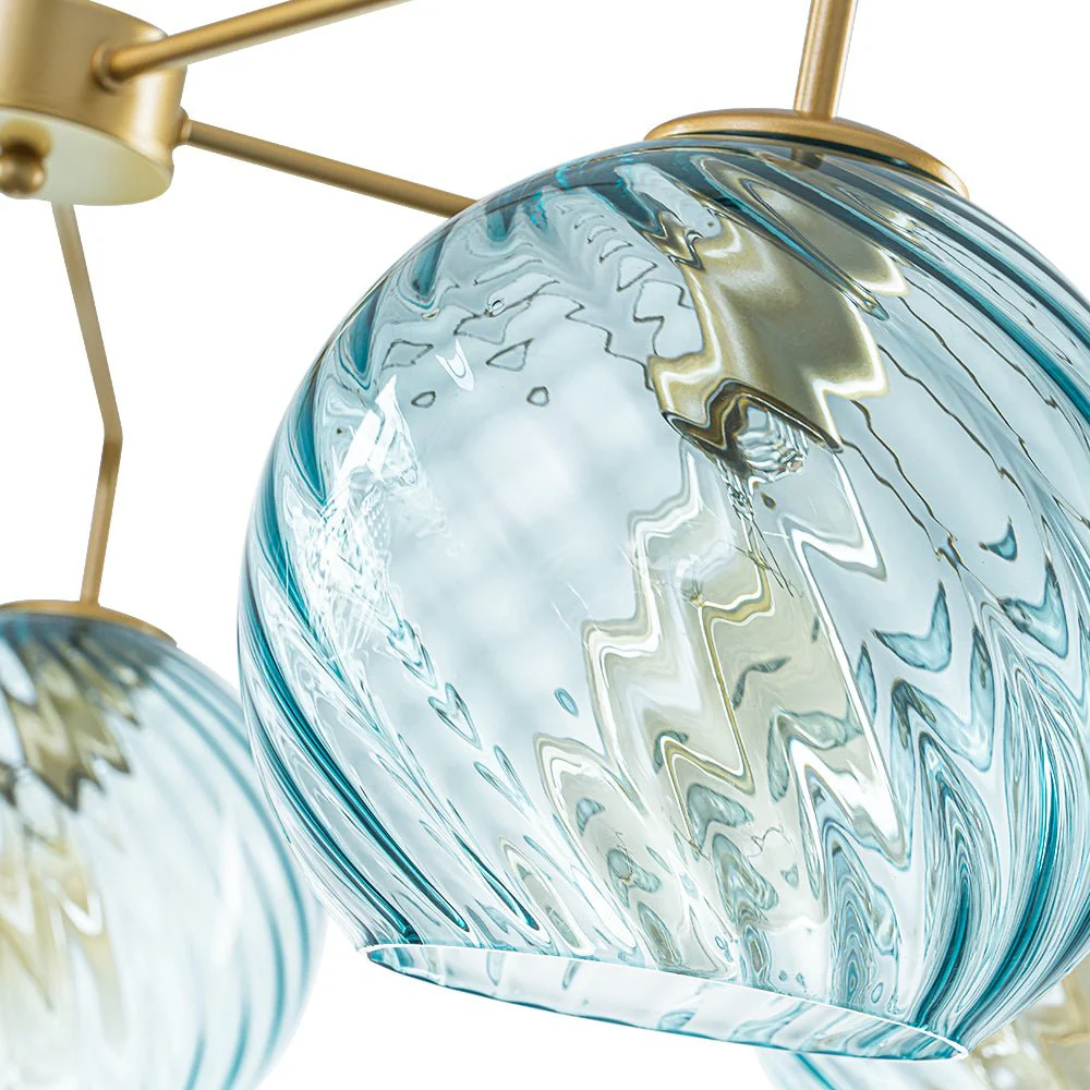 Blue Ribbed Glass Globe 5-light Round Sputnik Chandelier - Image 20