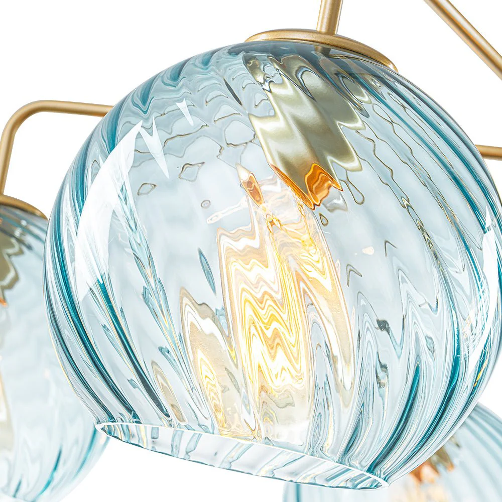 Blue Ribbed Glass Globe 5-light Round Sputnik Chandelier - Image 22