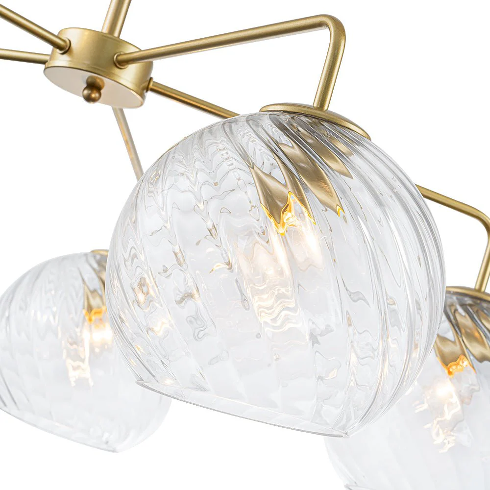 Blue Ribbed Glass Globe 5-light Round Sputnik Chandelier - Image 23