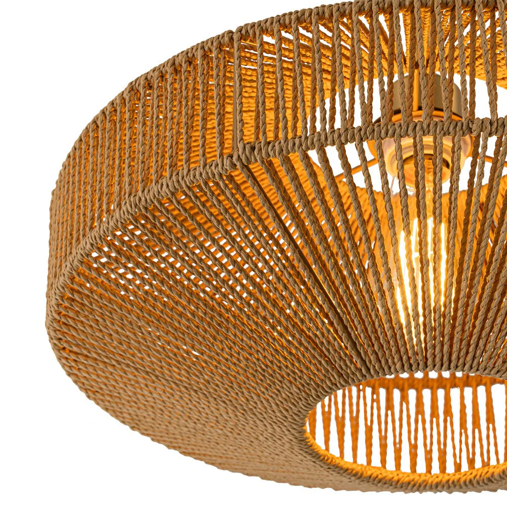 Bohemian Brown Woven Hemp Rope Cage Ceiling Light - Image 13