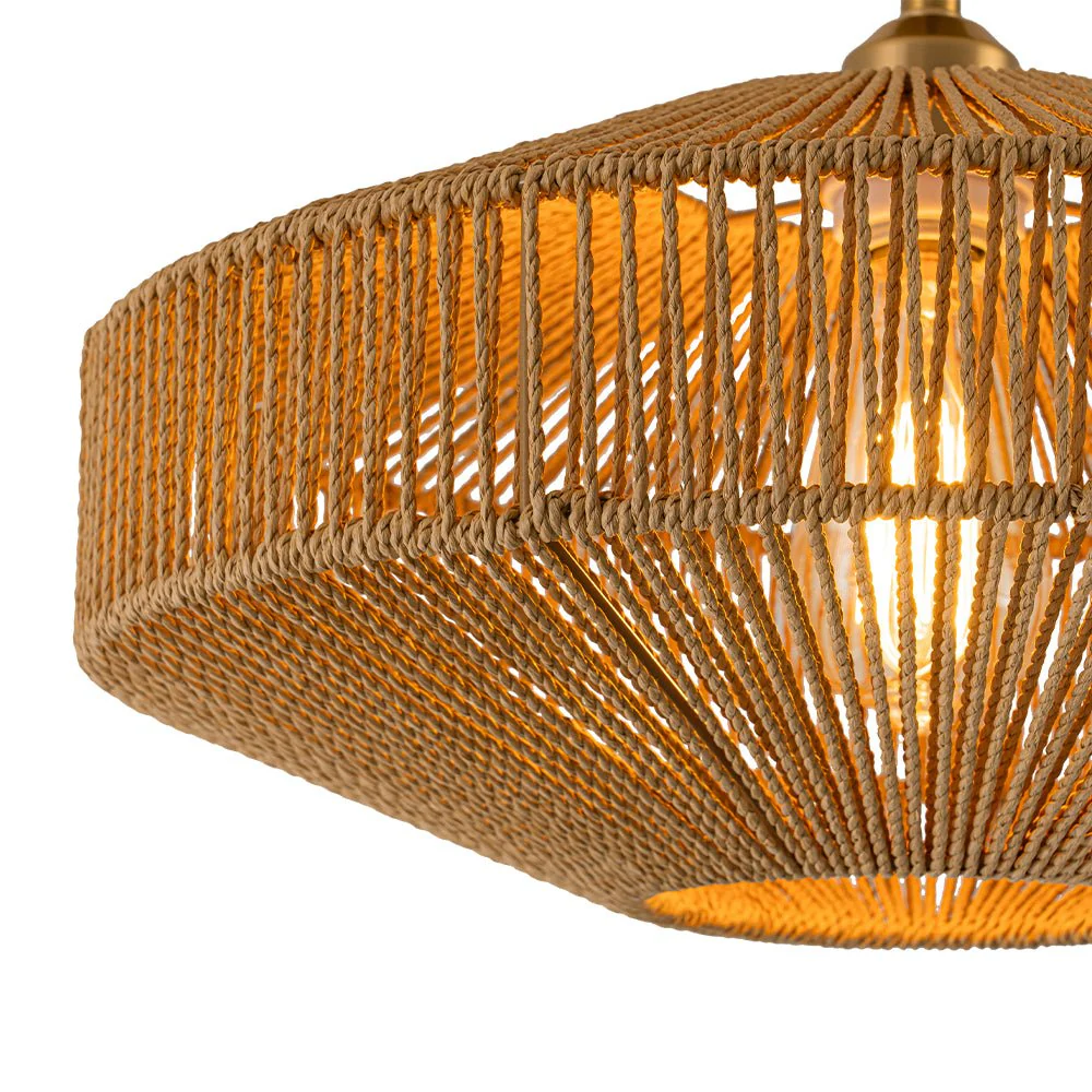 Bohemian Brown Woven Hemp Rope Cage Ceiling Light - Image 14