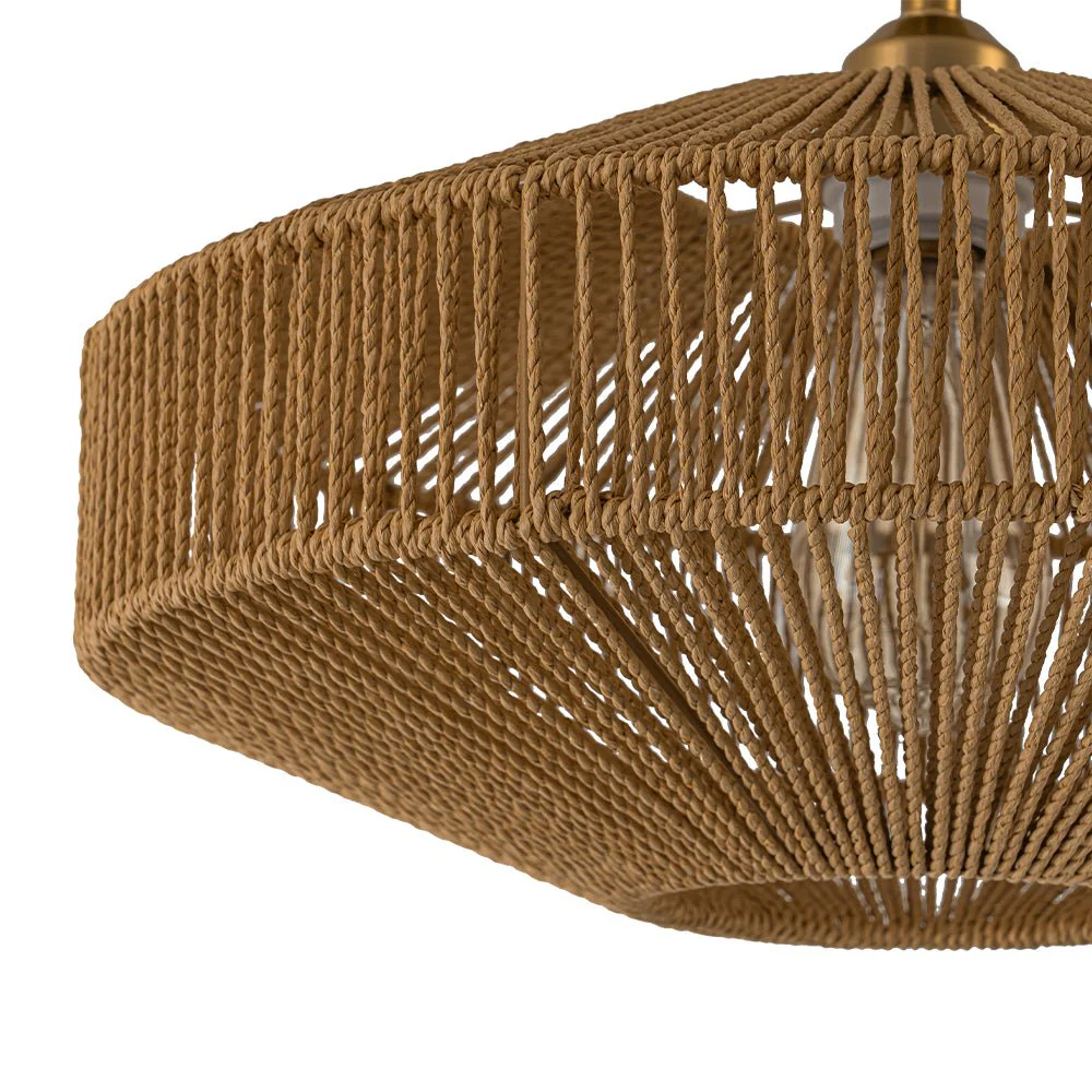 Bohemian Brown Woven Hemp Rope Cage Ceiling Light - Image 15