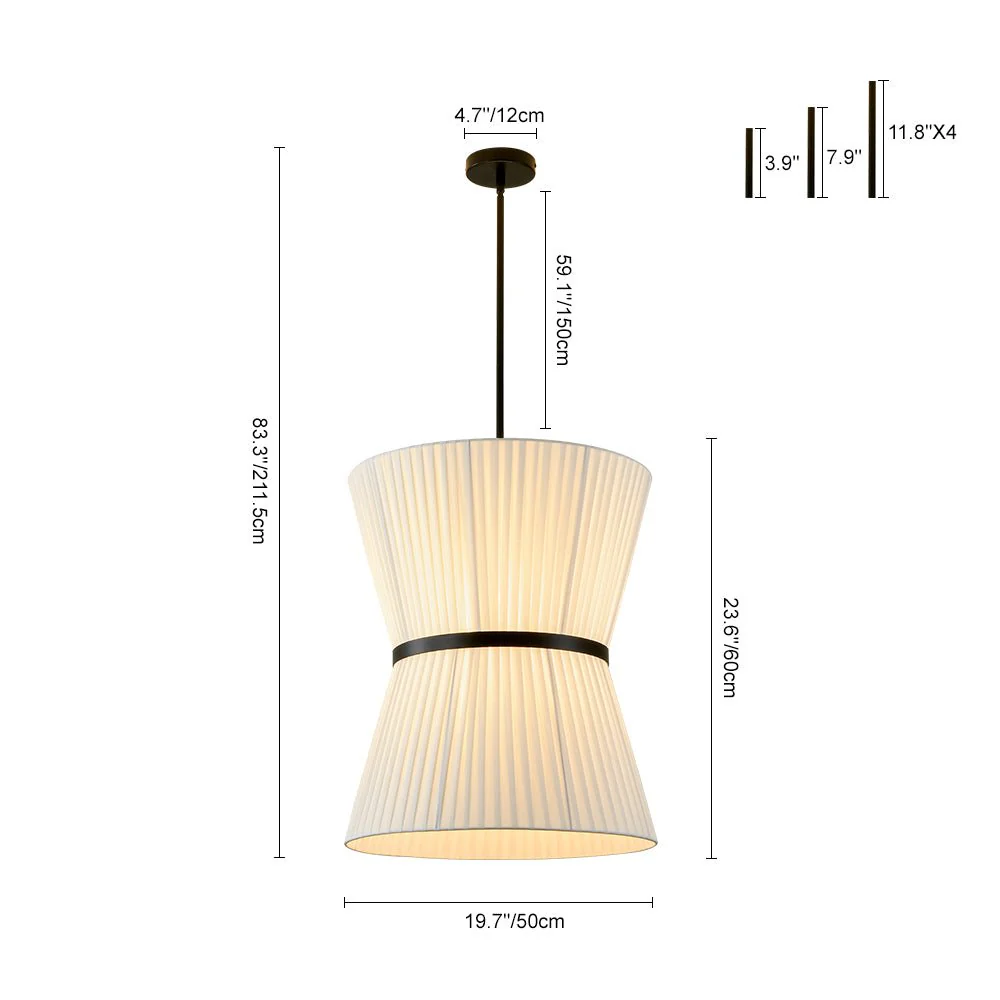 Boho 2-Tier White Fabric Tapered Drum Pendant Light - Image 10