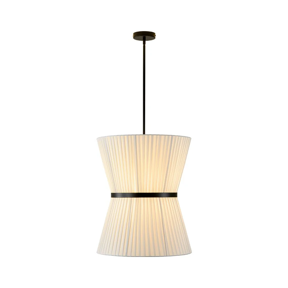 Boho 2-Tier White Fabric Tapered Drum Pendant Light - Image 12