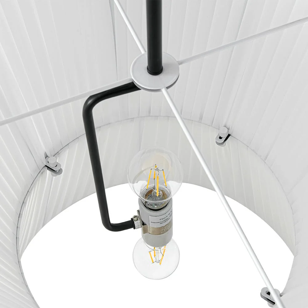 Boho 2-Tier White Fabric Tapered Drum Pendant Light - Image 13