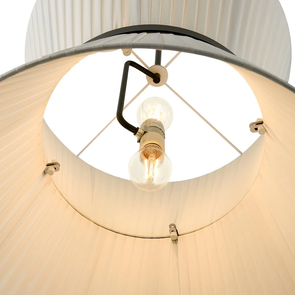 Boho 2-Tier White Fabric Tapered Drum Pendant Light - Image 14