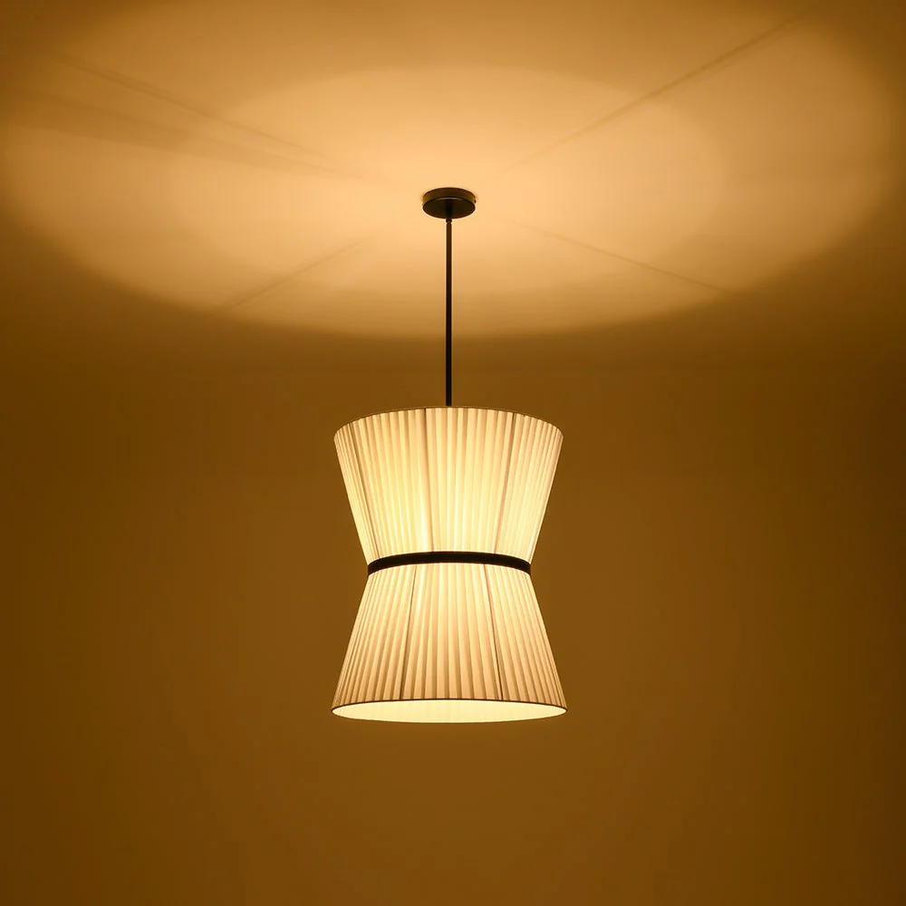 Boho 2-Tier White Fabric Tapered Drum Pendant Light - Image 7