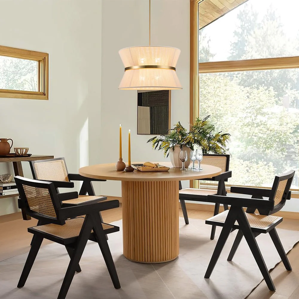 Boho 2-Tier Woven Thread Tapered Drum Pendant Light - Image 2