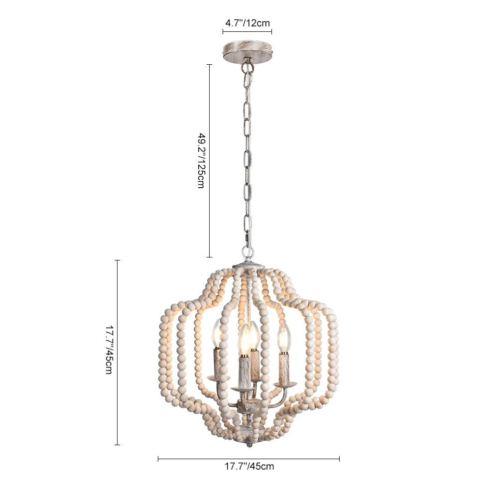 Boho 4-Light Wood Beaded Lantern Pendant - Image 15