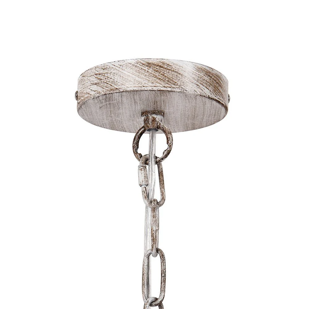 Boho 4-Light Wood Beaded Lantern Pendant - Image 8