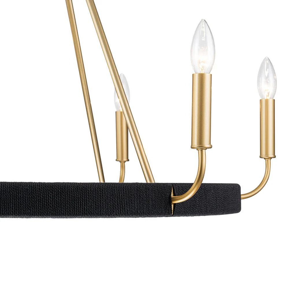 Boho 6-Light Woven String Candle Wagon Wheel Chandelier - Image 20