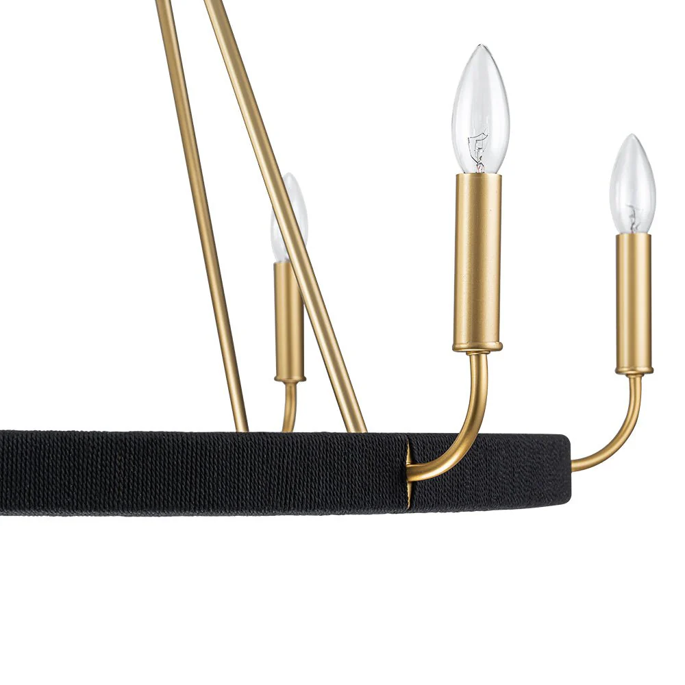 Boho 6-Light Woven String Candle Wagon Wheel Chandelier - Image 21