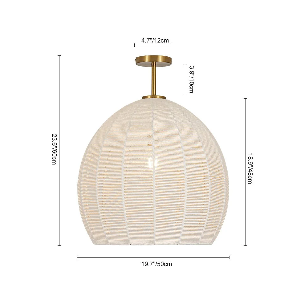 Boho Ivory Woven Thread Dome Cage Semi Flush Mount - Image 10