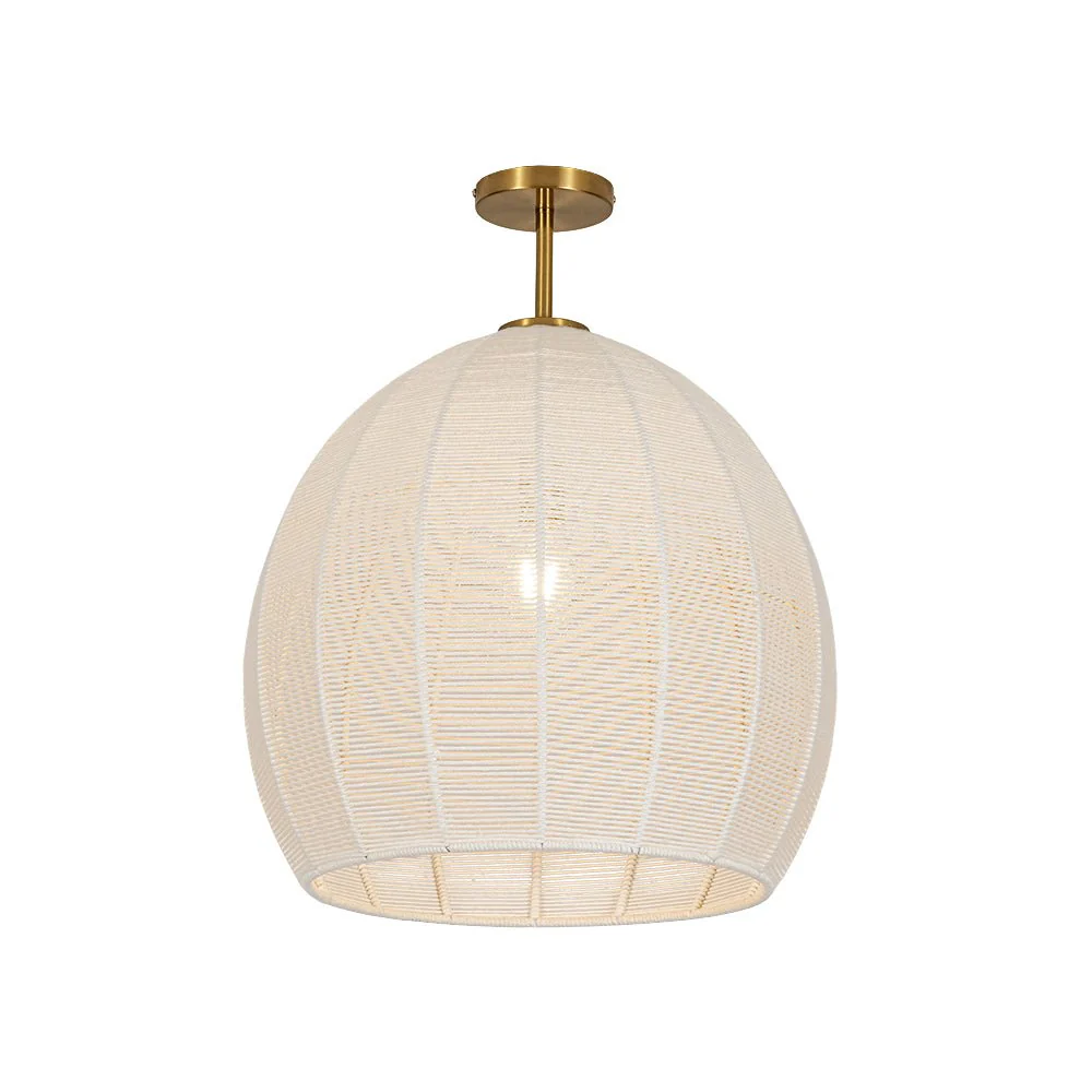 Boho Ivory Woven Thread Dome Cage Semi Flush Mount - Image 3
