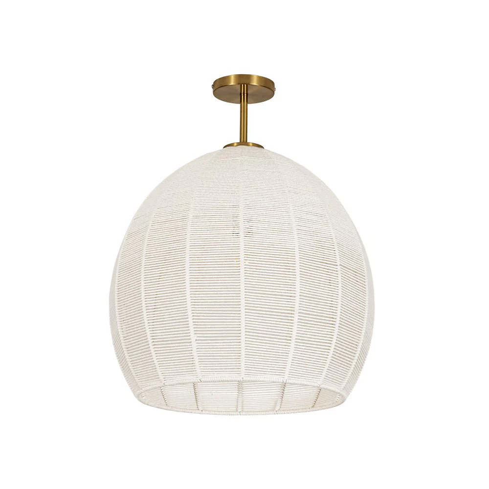Boho Ivory Woven Thread Dome Cage Semi Flush Mount - Image 4