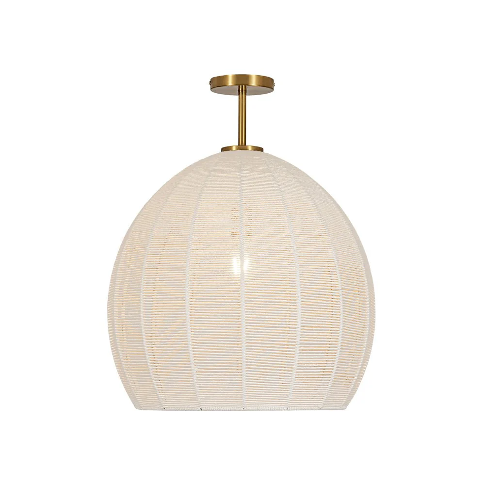 Boho Ivory Woven Thread Dome Cage Semi Flush Mount - Image 5
