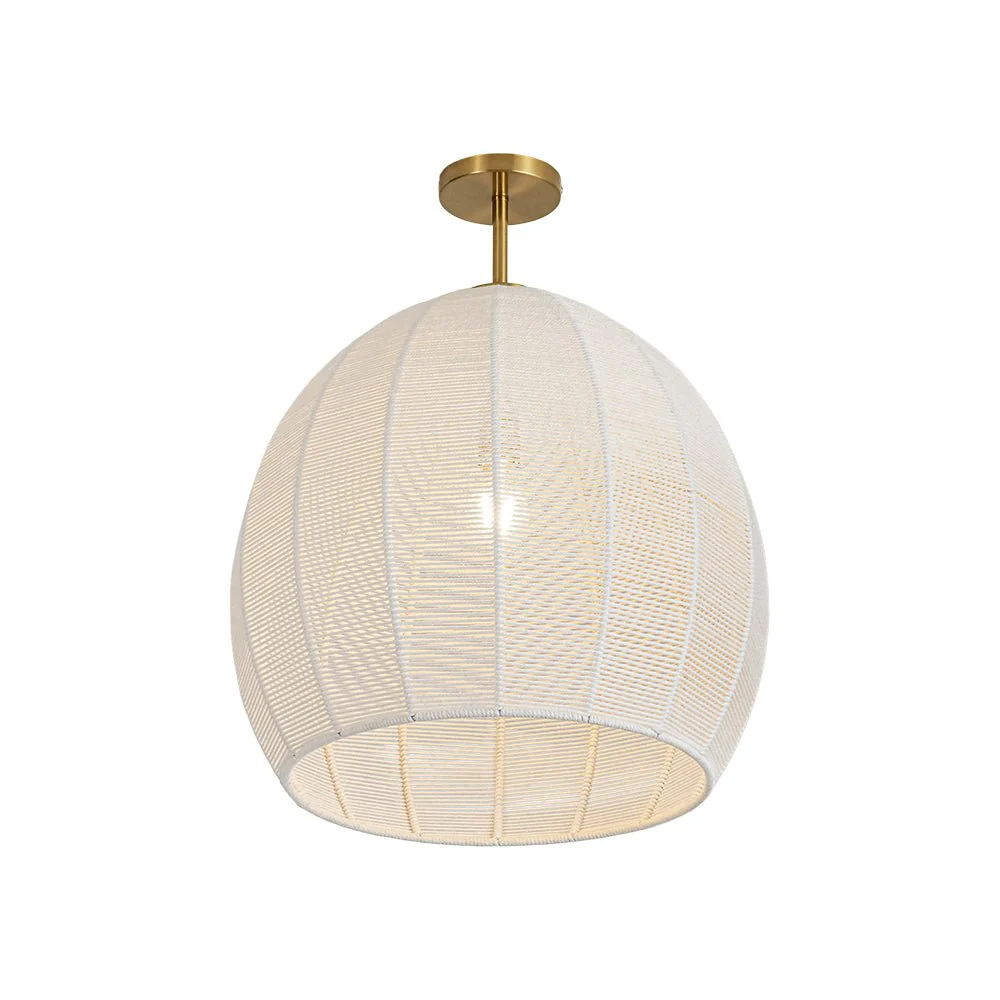 Boho Ivory Woven Thread Dome Cage Semi Flush Mount - Image 6