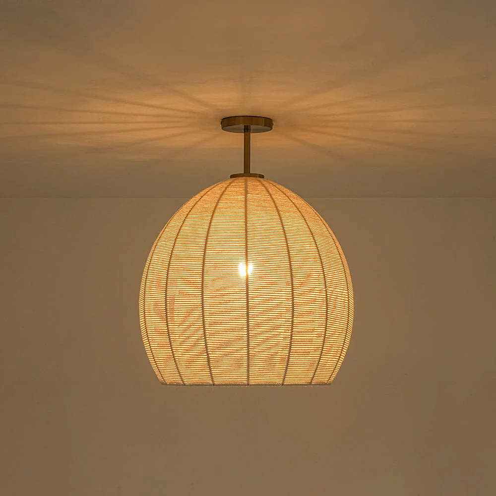 Boho Ivory Woven Thread Dome Cage Semi Flush Mount - Image 7