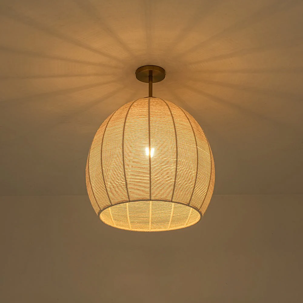 Boho Ivory Woven Thread Dome Cage Semi Flush Mount - Image 9