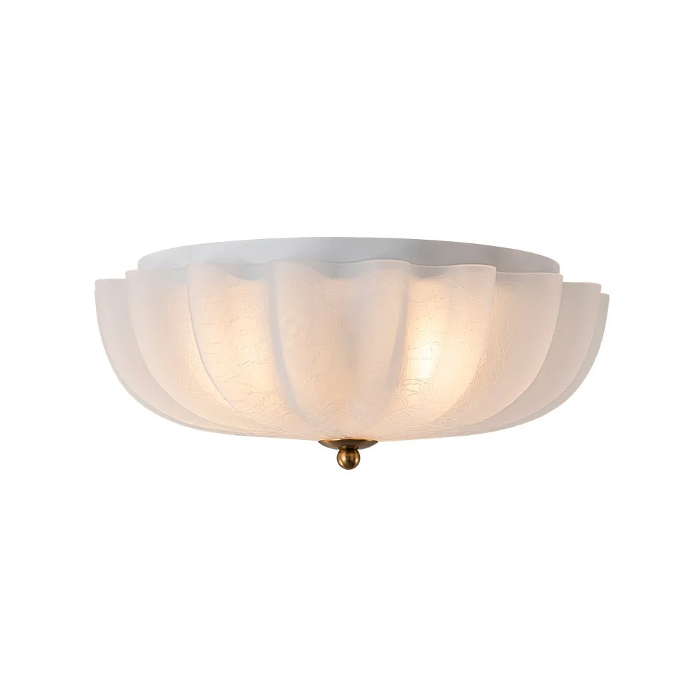 Boho Pleated Flower White Crackled Glass Semi Flush - Image 10